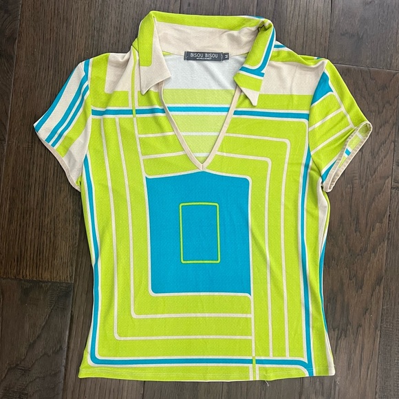 Bisou Bisou Collared Short Sleeve Top - Picture 7 of 12